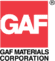 A red and white logo for gaf.