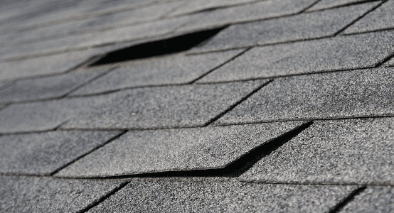 A close up of the shingles on a roof