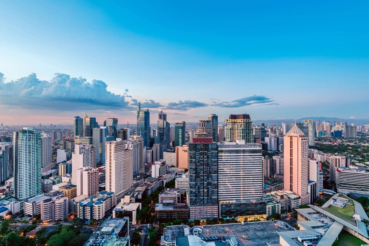 Manila cityscape at sunset.